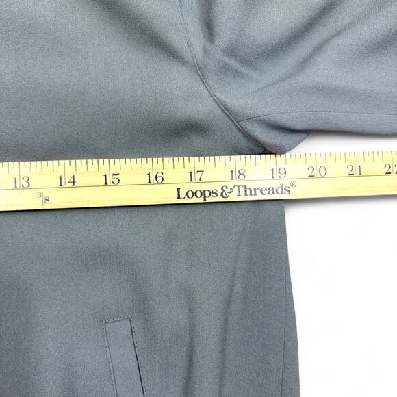 Theory Bariah Gray Green Crepe Bomber Jacket XS Petite Minimalist Quiet Luxury - Picture 9 of 11